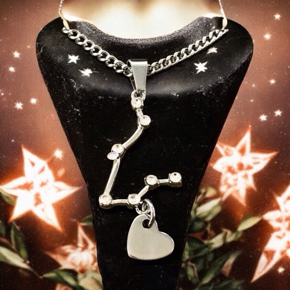 🆕 Gemini Crystal Constellation Heart Necklace Alloy/Stainless Steel